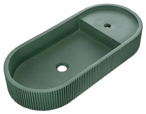 Lavabo da incasso con bordo a vista d'appoggio ovale Alba H 12 x P 36.7 cm in calcestruzzo verde