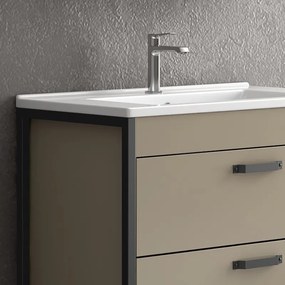 Composizione bagno a terra 85cm: mobile con lavabo, specchio contenitore e pensile IKOS-85 - KAMALU