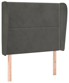 Testiera ad orecchio grigio scuro 93x23x118/128 cm in velluto