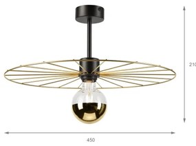 Lampadario a sospensione con supporto rigido MONTANA 1xE27/15W/230V diametro 45 cm oro/nero
