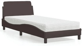 Letto con materasso marrone scuro 80x200 cm in tessuto