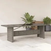 Tavolo da Giardino Piano in Vetro Grigio 240x90x75cm Polyrattan 365599