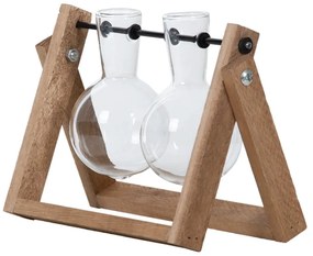Vaso in vetro/legno di colore naturale Cutting - Esschert Design