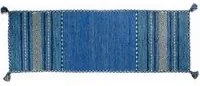 Tappeto moderno Kansas, stile kilim, 100% cotone, blu, 200x60cm