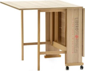 Tavolo richiudibile legno formica con ruote 140x90 cm GIORGIA Rovere
