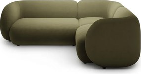 Divano angolare verde (con penisola a destra/a L) con rivestimento in velluto Kate – Micadoni