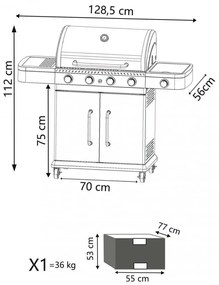 Barbecue a gas 5 bruciatori in acciaio