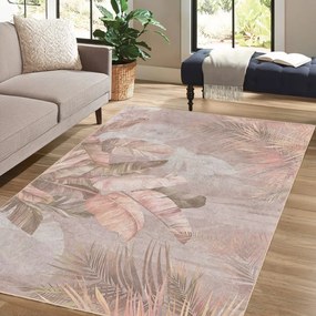 Passatoia beige lavabile 80x200 cm Dusty Leaves – Mila Home
