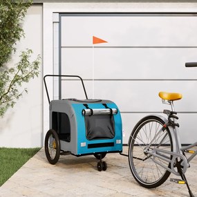 Rimorchio Da Bici Per Animali Blu E Grigio Oxford E Ferro /