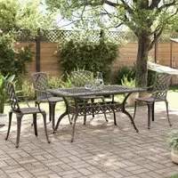 Set da Pranzo da Giardino 5 pz Bronzo in Alluminio Pressofuso 3216316