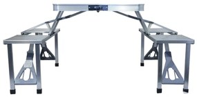 Tavolo da campeggio pieghevole con chairs bianco/cromo