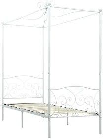 Letto a baldacchino bianco in metallo 90x200 cm