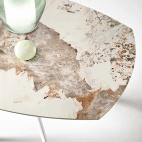 Tavolo in pietra effetto marmo Pandora ROUND con piano girevole D135 cm