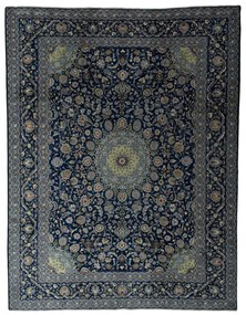 Kashmar Tappeto 290 x 390 Blu (Iran) Annodato A Mano