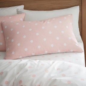 Set copripiumino e federa bianco e rosa in flanella per letto singolo 135x200 cm Polka Dot – Catherine Lansfield