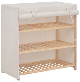 Scarpiera Con Rivestimento Bianca 79x40x80 Cm İn Tessuto /