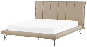 Letto a doghe in similpelle beige 160 x 200 cm BETIN Beliani