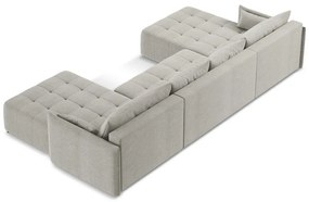 Divano angolare grigio chiaro allungabile/con contenitore (a U) Moku – Makamii