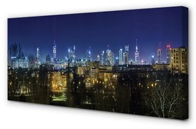 Quadro su tela Panorama notturno di Varsavia 100x50 cm