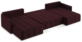 Divano angolare burgundy allungabile/con contenitore (a U) Moku – Makamii