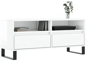 Mobile porta tv bianco lucido 100x34,5x44,5cm legno multistrato