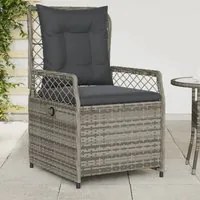 Sedie da Giardino Reclinabili 2 pz Grigio Polyrattan 368663