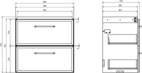 Cersanit S590-100 - Mobile sottolavabo sospeso MILLE SLIM 60x38 cm, nero