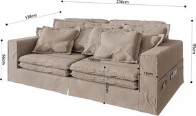 Divano marrone chiaro 236 cm Nora – Ropez