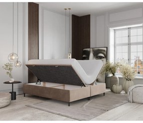 Letto matrimoniale imbottito beige con contenitore 180x200 cm Tate - Maison de Rêve