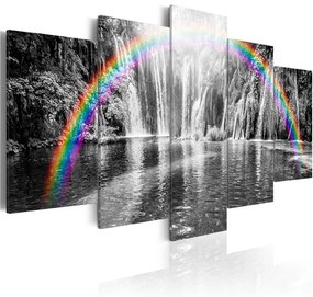 Quadro Arcobaleno sul grigio  Colore bianco e nero, Dimensioni e Misure 200x100