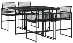 Set da pranzo da giardino 5 pz nero in polyrattan