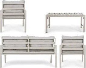 Salotto da esterno in alluminio 4 posti Avorio Bizzotto Lorillard New