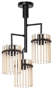 Lampadario a sospensione con supporto rigido 3xE27/60W/230V nero/beige