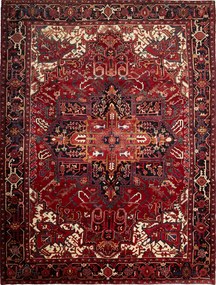 Heriz Tappeto persiano 340x260 Blu (Iran) Annodato A Mano