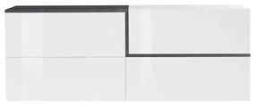 Credenza Moderna ZET 210 con 4 Ante Ribalta, Colore Bianco Ardesia