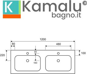 Mobile metallico a terra 120 cm con doppio lavabo NET-120 - KAMALU