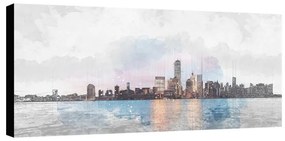 Stampa su tela New York skyline effett dipinto1, multicolore 190 x 90 cm