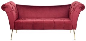 Chaise longue velluto rosso scuro NANTILLY Beliani