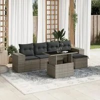 Set Divano da Giardino 6 pz con Cuscini Grigio in Polyrattan 3269130