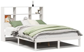 Letto libreria senza materasso bianco 140x200 cm legno di pino
