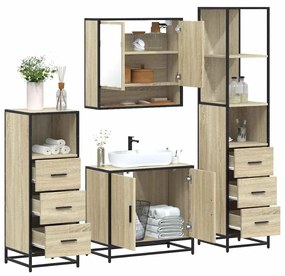 Set Mobili Da Bagno 4 Pz Rovere Sonoma İn Legno Multistrato /