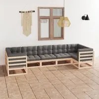 Set Divani da Giardino 7 pz con Cuscini Legno Massello di Pino 3077304