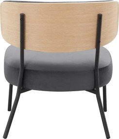 Poltrona in velluto grigio con poggiapiedi Jerry - Støraa