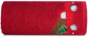 Asciugamano natalizio in cotone rosso con auto Larghezza: 70 cm | Lunghezza: 140 cm