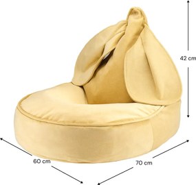 Pouf a sacco per bambini giallo con rivestimento in velluto Bunny – Wigiwama