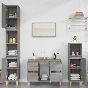 Set Mobili Da Bagno 3 Pz Grigio Sonoma İn Legno Multistrato /