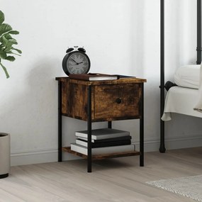 Comodino Rovere Fumo 34x35,5x45 Cm İn Legno Multistrato /