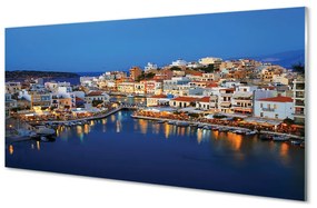 Pannello paraschizzi cucina La Grecia La costa della città di notte 100x50 cm