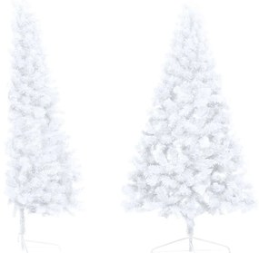 Set Albero Natale Artificiale a Metà LED Palline Bianco 180cm