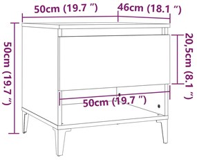 Tavolino Rovere Sonoma 50x46x50 cm in Legno Multistrato